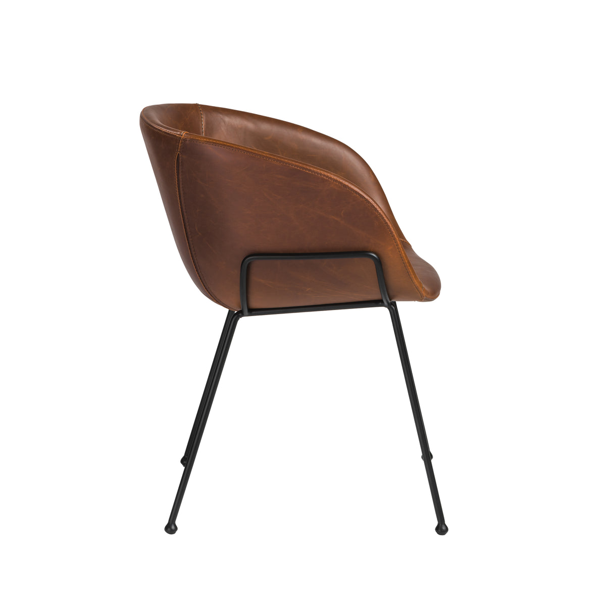 Brown Leather & Chrome Low-Back Chair by Euro Style 